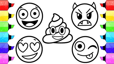 emoji coloring pages   draw  color emoji faces kids learn
