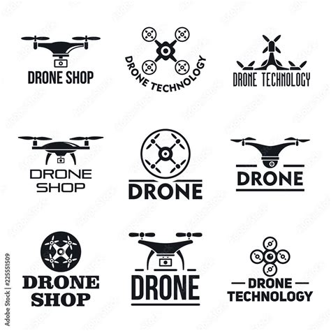 drone logo set simple set  drone vector logo  web design  white background stock vector
