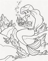 Mermaid Ariel Coloring Little Pages Printable Filminspector Friends sketch template