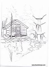 Painting Sherpa Relection Waterfall Lake Theartsherpa sketch template