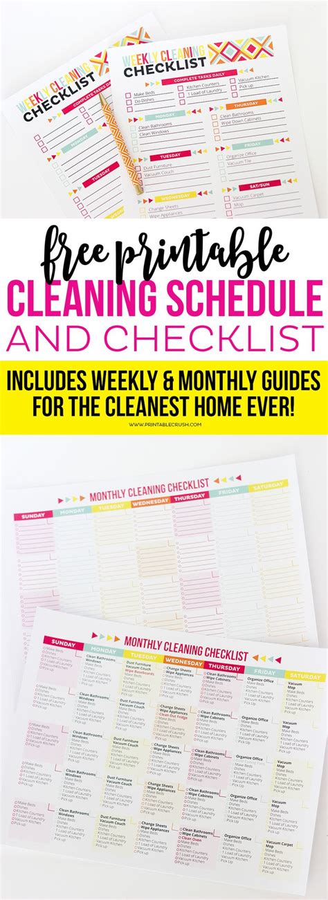 printable cleaning schedule  checklist cleaning schedule