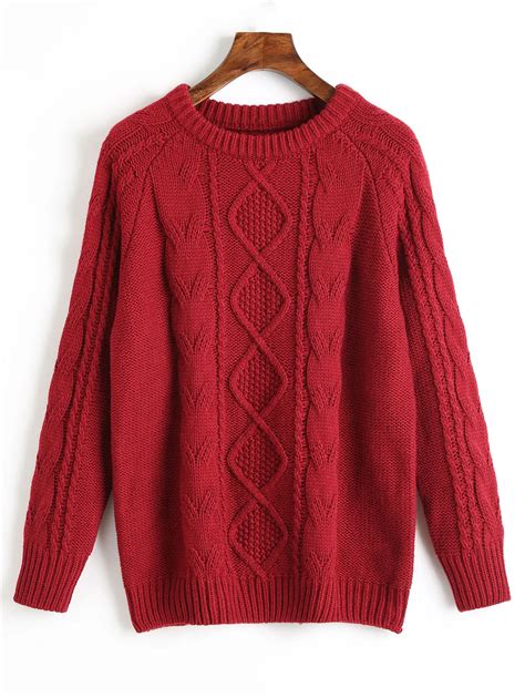 sovalro winter autumn plain crew neck cable knit sweater casual deep