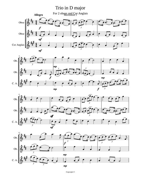 oboe trio movement  sheet   oboe mixed trio musescorecom