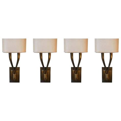 Set Of Four Alabaster And Brass Wall Sconces At 1stdibs