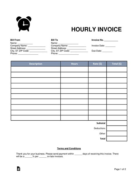 Free Invoice Template For Hours Worked Example Download Bonsai