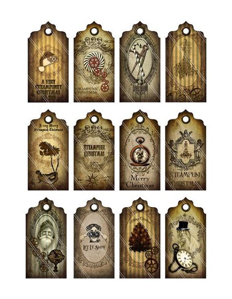steampunk christmas tags