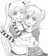 Friends Drawing Friend Hugging Two Drawings Anime Manga Bestfriends Deviantart Group Groups sketch template