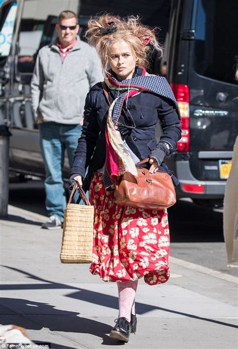 helena bonham carter cuts a quirky figure and wild hair for new york