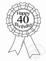 Birthday 40 Ribbon Printable Coloring Award Drawing 40th Getdrawings Coloringpage Eu sketch template