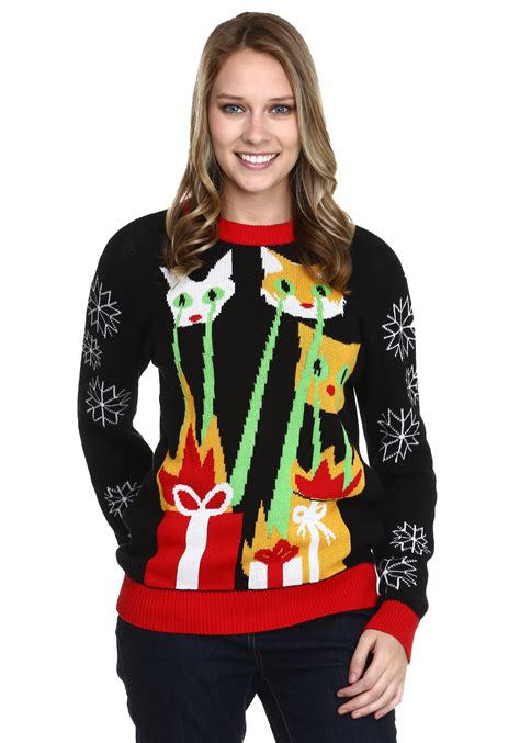 Laser Cat Zillas Ugly Christmas Sweater