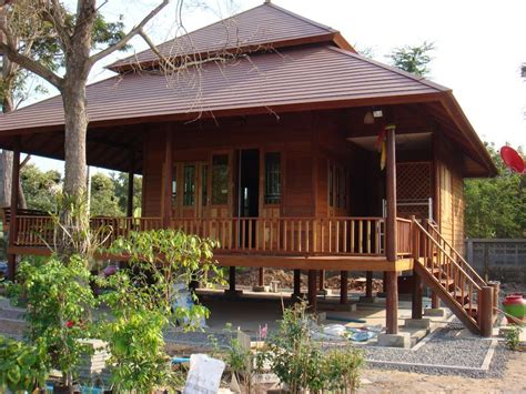 wooden thai style house house   woods wood house