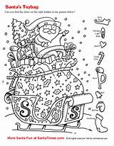 Santa Hidden Christmas Worksheets Fun Pages Coloring Puzzles Activity Activities Printables Highlights Kids Games Sheets Holiday Colouring Adult sketch template