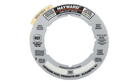 label plate  hayward vari flo valve