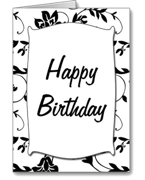 black white happy birthday card coloring page happy birthday cards