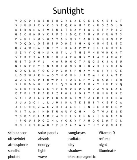 sunlight word search wordmint