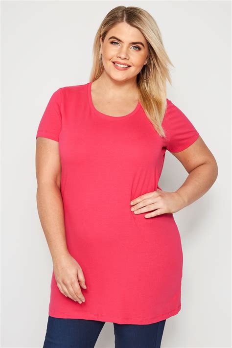 Plus Size Pink Longline T Shirt Sizes 16 To 36 Yours Clothing