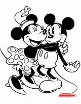 Mickey Coloring Classic Minnie Pages Hugging Friends Funstuff Disneyclips sketch template