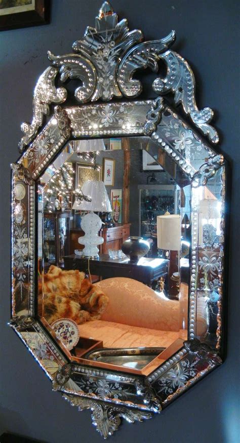 very fine antique venetian etched glass mirror in medium size at 1stdibs