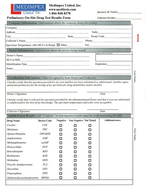 template printable blank drug test form printable forms