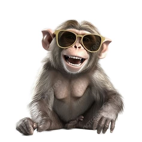 funny portrait  happy monkey glasses chimpanzee monkey animal png