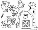 Farm Coloring Animals Barn Printable sketch template