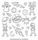 Space Coloring Outer Book Vector Cartoon Set Shutterstock sketch template
