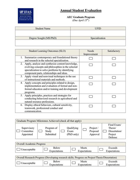 student evaluation form  printable  templateroller riset