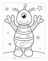 Coloring Space Pages Kids Alien Itsybitsyfun Colouring Sheets Color Sheet Printable Theme Fun Kindergarten Cute Simple Monster Book Rymden Amazon sketch template