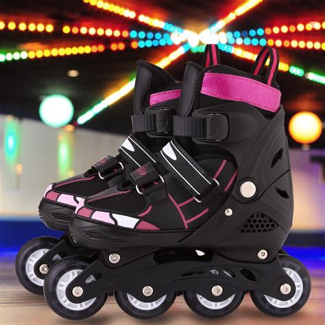 details  kids adjustable inline skates girls boy illuminating