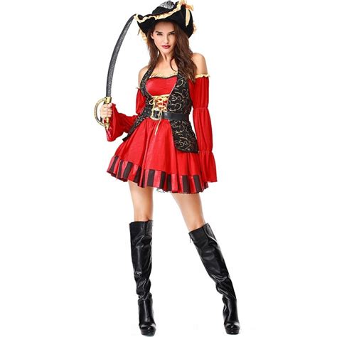 Women Sexy Noble High Seas Pirate Buccaneer Costume Halloween Purim