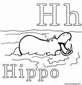 Hippo Coloring Alphabet Pages Printable Letter sketch template