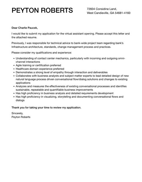 virtual assistant cover letter