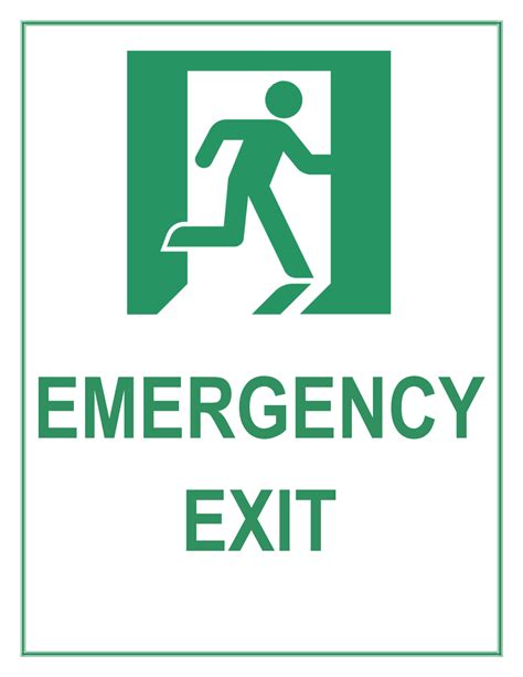 emergency exit sign  printable exit signs  printable