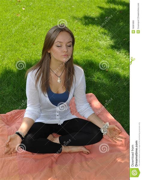 yound pretty russian girl in lotus seat meditating royalty free stock image image 16081866