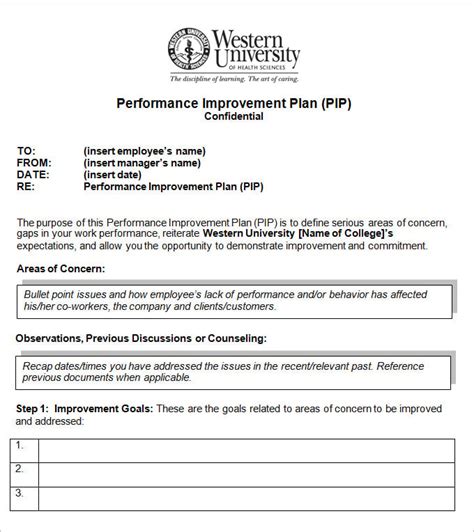 performance improvement plan template  word documents