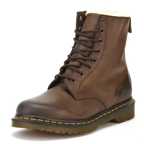 dr martens leather dr martens  serena fur lined womens dark brown boots lyst