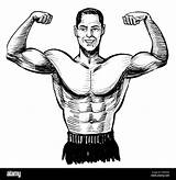 Flexing Biceps Bodybuilder sketch template