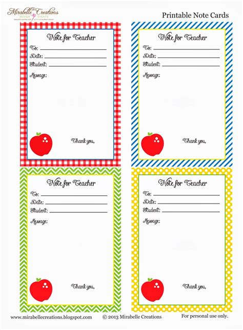 school  printable note  teacher cards mirabelle