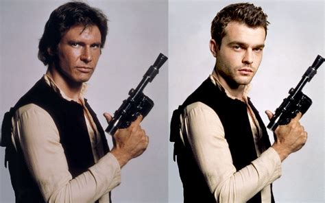 young han solo  harrison ford  alden ehrenreich pictured