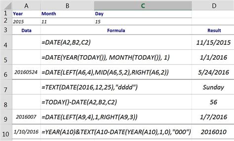 properly enter   excel   date function