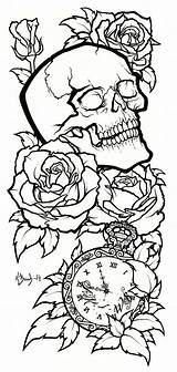 Skull Tattoo Tattoos Lineart Deviantart Designs Drawing Outline Coloring Pages Stencil Rose Drawings Sugar Skulls Stencils Cool Sleeve Color Bull sketch template