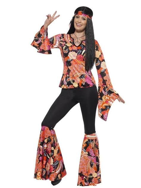 70s 60s Costumes Adult Women Flower Hippie Costume 1960s 70s Fashion