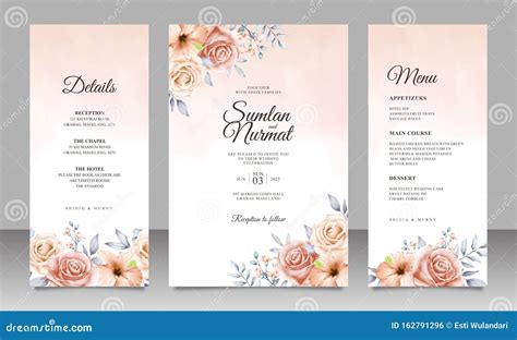 beautiful floral wedding invitation card template  watercolor