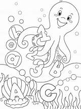 Coloring Pages Underwater Ocean Sea Print Scene Deep Animals Cartoon Color Drawing Baby Kids Adults Printable Creatures Octopuss Getcolorings Stock sketch template