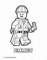 Lego Coloring Construction Worker Movie Emmet Minifigure Colouring Pages sketch template