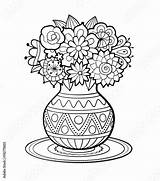 Vaso Fiori Napkin Illustrazione Antistress June8 Vasi sketch template