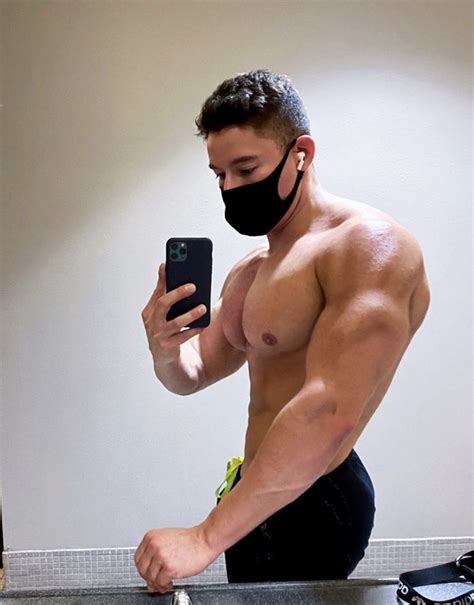 strong sexy masked face dude shirtless masculine guy selfie muscle pecs