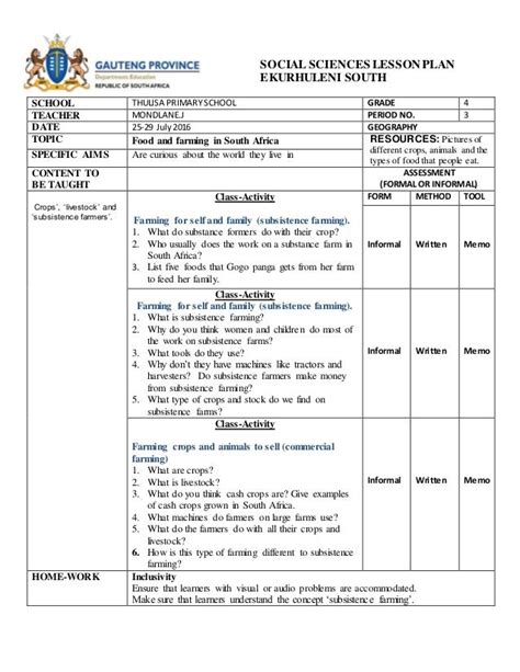 lesson plan  social science class  geography varias classes