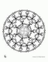 Mandala Crossbones sketch template