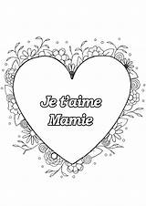 Mamie Fete Bonne Coeur Taime Coloriages Grands Maman Papy Meilleures Difficiles Gratuit sketch template